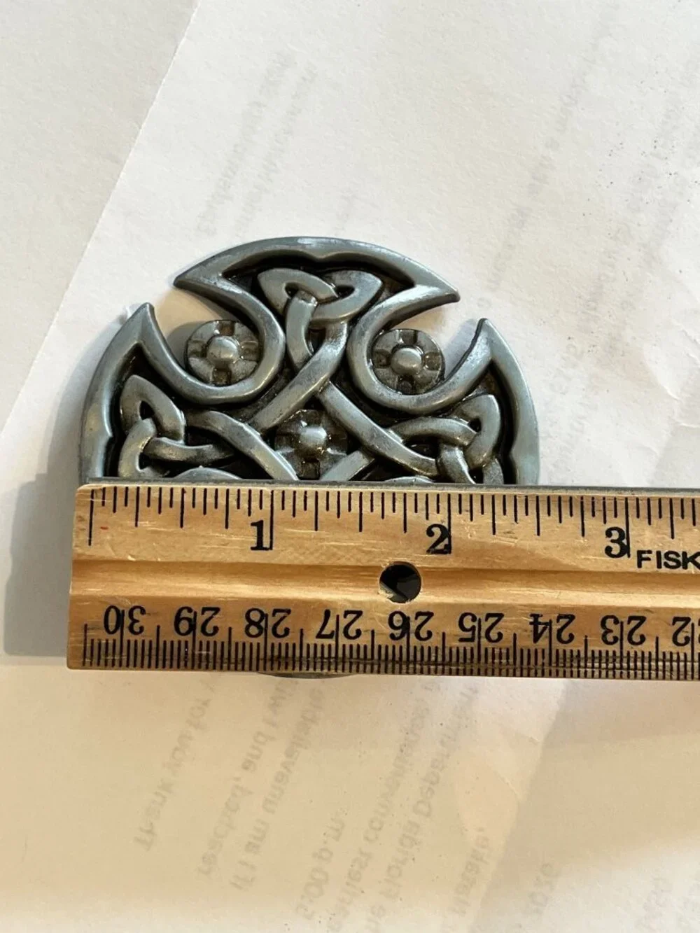 Celtic Cross Belt Buckle Irish Antique Knot Shield Brushed Silver 2.5